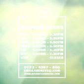 Bedrijfsopeningstijden, informatie en logo raamsticker (Vel 3)