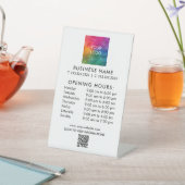 Bedrijfsopeningstijden Logo Tekst QR Code Custom Reclamebord Met Voetstuk (Insitu)