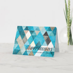 Bedrijfsstijl Geometrische Waterverf Blauw Feestdagen Kaart