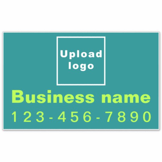 BedrijfsTelefoon op Blauwgroen Rechthoek Grote Vin Sticker (Voorkant)