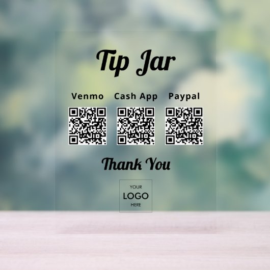 Bedrijfstip Jar QR Code Logo Acryl Bord (Neutraal)