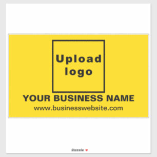 Bedrijfswebsite op geel groot rechthoekig vinyl sticker