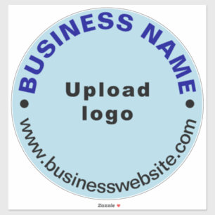 Bedrijfswebsite op lichtblauw groot rond vinyl sticker