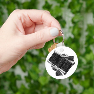 bedrijven, handen en architectonische blauwdrukke sleutelhanger