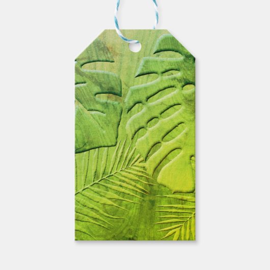 Bedroefd groen houtblad cadeaulabel (Voorkant)