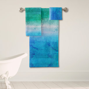 Bedroefd Oceaan Blauw Groen Ombre Strand Bad Handdoek