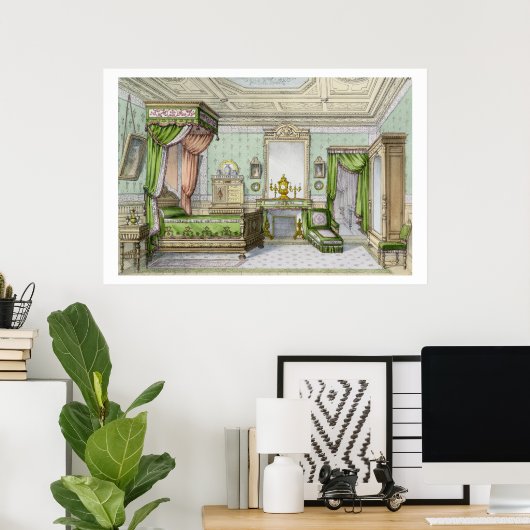 Bedroom in de Renaissance-stijl (kleurenlitho) Poster (Thuiskantoor)