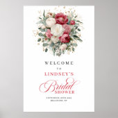 Bedrukbaar bloemig bruidsfeest welkom bord goud a poster (Voorkant)