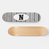 Bedrukt Grunge Houtnerf Monogram Skateboard (Horizontaal)