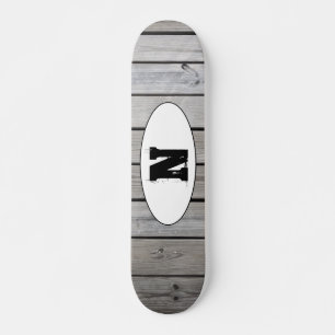 Bedrukt Grunge Houtnerf Monogram Skateboard