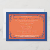 BEDRUKT LINT Blauw, Sinaasappel Bloemen Bruiloft U Kaart (Achterkant)