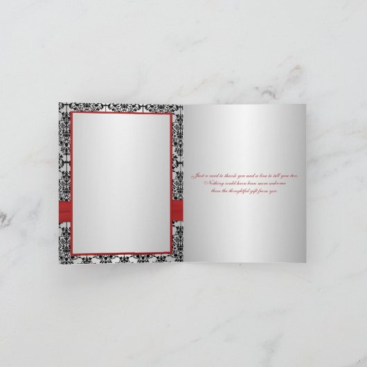BEDRUKT LINT Rood Zilver Zwart Dank u kaart (Binnen)