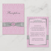 BEDRUKT LINT Roze Grijs Damask Enclosure Kaart (Voorkant / Achterkant)