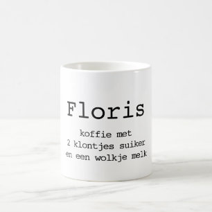 Bedrukt met naam en koffie instructies koffiemok