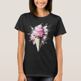Bedrukte Abstracte Roze IJscrème Spat Womens T-shirt