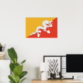 Bedrukte afdruk met vlag van Bhutan Poster (Thuiskantoor)