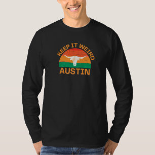 Bedrukte Austin Texas Vintage Longhorn Zonsonderga T-shirt