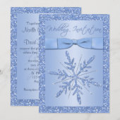 BEDRUKTE BOW Ice Blue Sneeuwvlokken Bruiloft Uitno Kaart (Voorkant / Achterkant)