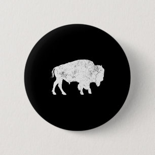 Bedrukte Buffalo Retro Bison Dierenliefhebber Shir Ronde Button 5,7 Cm