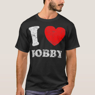 Bedrukte Grunge Afgeknabbelde Stijl Ik Hou Van Bob T-shirt