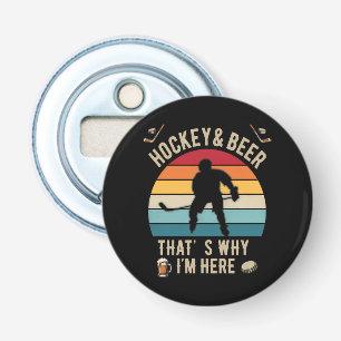 Bedrukte Hockey en Bier Pun Hockey Button Flesopener