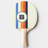 Bedrukte Retro Vijf Strepen Donker met Initiaal Tafeltennisbatje (Voorkant)