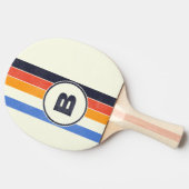 Bedrukte Retro Vijf Strepen Donker met Initiaal Tafeltennisbatje (Zijkant)