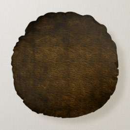 Bedrukte ronde kussen met look van versleten bruin