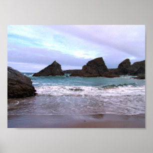 Bedruthan Steps Cornwall Photo Poster