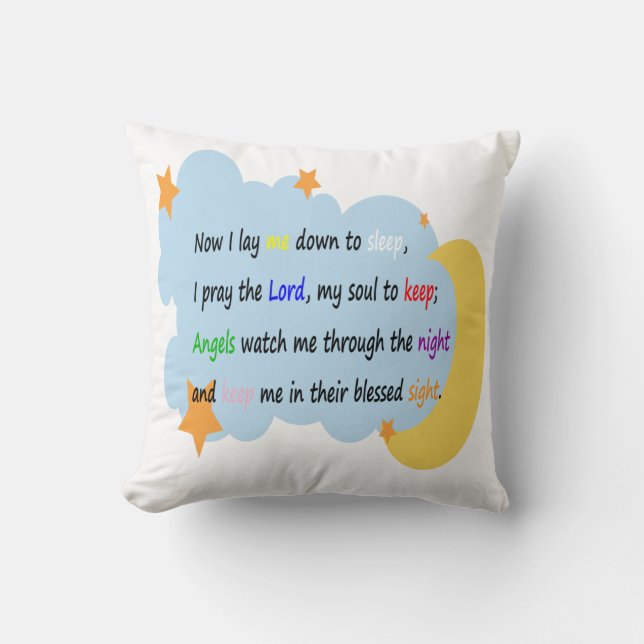 Bedtime Prayer Pillow (jongens) Kussen (Voorkant)