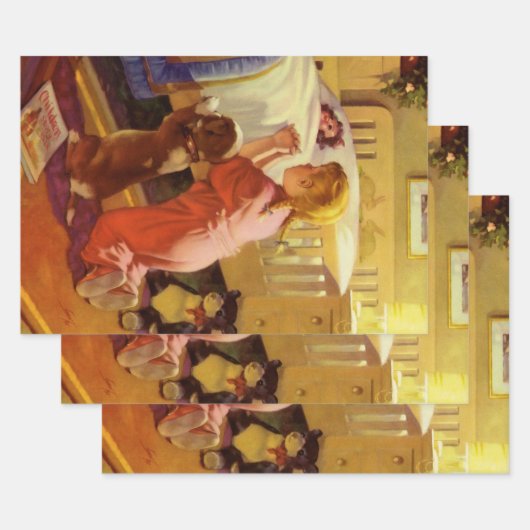 Bedtime Prayers, meisje met puppy, religie Inpakpapier Vel (Set)