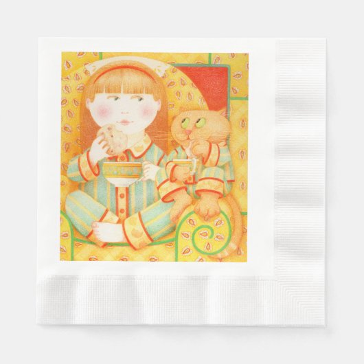 BEDTIME SNACK Coined Luncheon Paper Napkins Servet (Voorkant)
