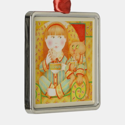 BEDTIME SNACK Premium Vierkant Ornament / Crème (Rechts)