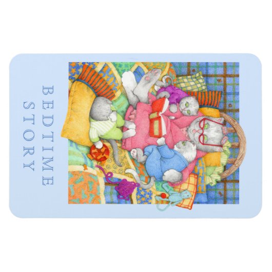 BEDTIME STORY 4x6 Flexibele Magneet - Blauw (Horizontaal)