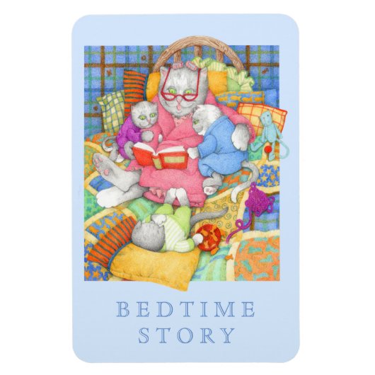 BEDTIME STORY 4x6 Flexibele Magneet - Blauw (Verticaal)