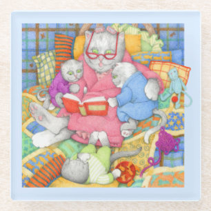 BEDTIME STORY Glazen Drank Coaster - Blauw Onderzetter
