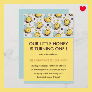 Bee 1st birthday invitations Cute Our little honey