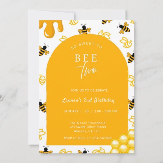 Bee 2e verjaardag Sweet to Bee Two Bees Theme Kaart (Voorkant)