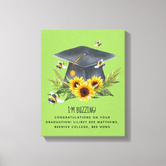 BEE Afstuderen Gift - Fun Im Buzzing Personalized Canvas Afdruk (Voorkant)