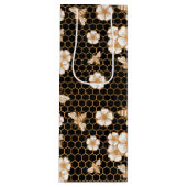 Bee and Flowers Pattern Wijn Cadeautas (Voorkant)