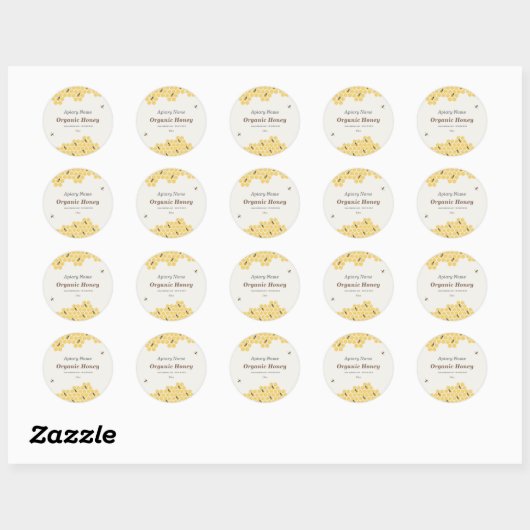 Bee and Honeycomb Honey Jar Label Sticker (Vel)
