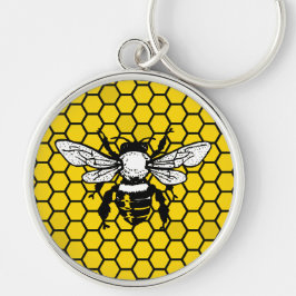 Bee and honeycomb keychain for beekeepers