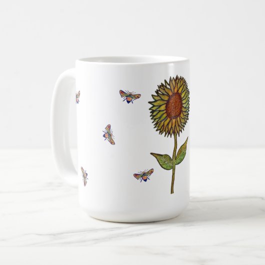 Bee And Sunflower Mug Koffiemok (Voorkant links)