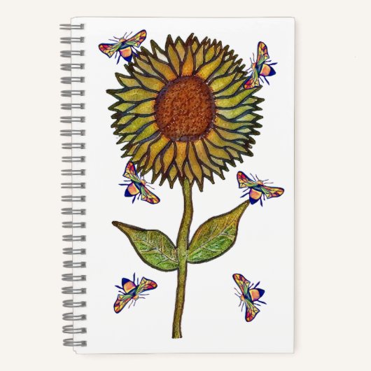 Bee And Sunflower Notebook Notitieboek (Voorkant)