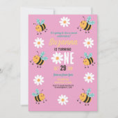 Bee Anniversaire Invitation fête Flower Daisy rose (Devant)