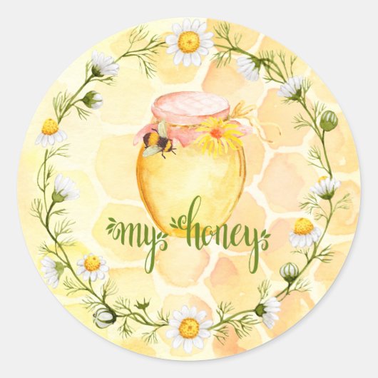Bee Apiary Honey Jar Sticker (Voorkant)