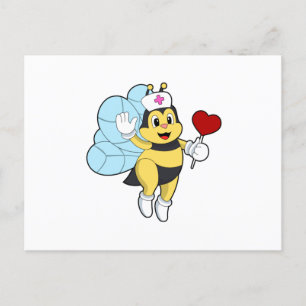 Bee as Nurse with Heart.PNG Briefkaart