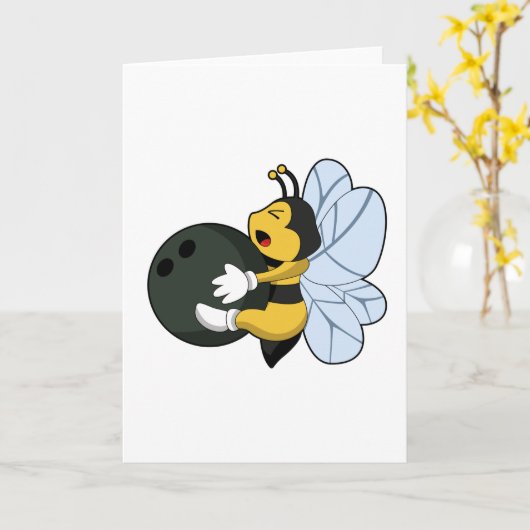 Bee at Bowling with Bowling ball Kaart (Gele Bloem)