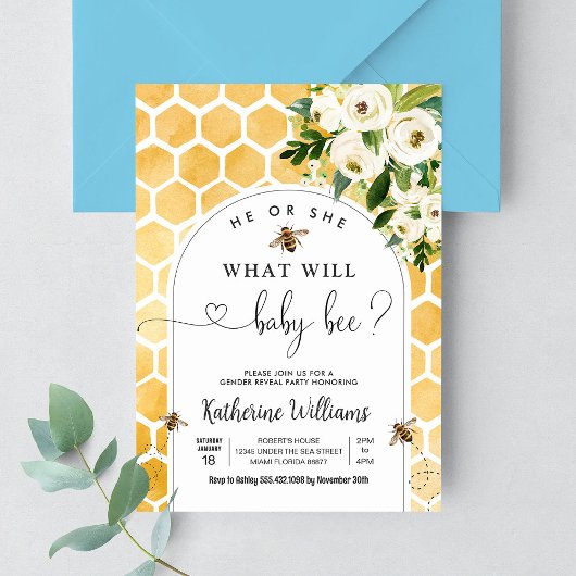Bee Baby Honey Bee Gender Reveal Kaart