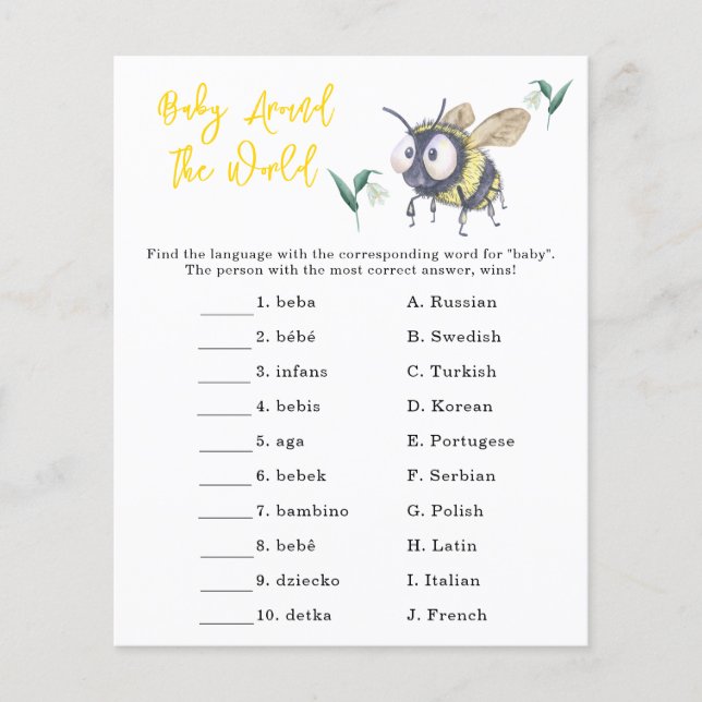 Bee - Baby over de hele wereld spel (Voorkant)